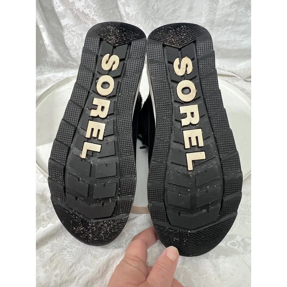 Sorel Whitney II Short Lace Waterproof Black Winter Boots Faux Fur Kids